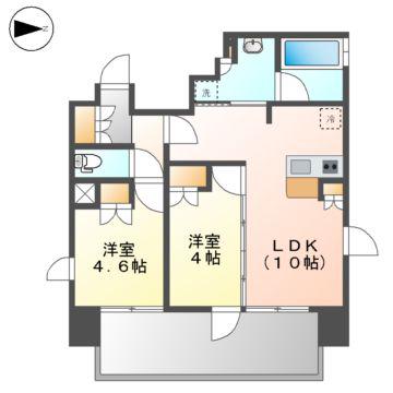 オープンレジデンシア上前津(2LDK/13階)の間取り写真