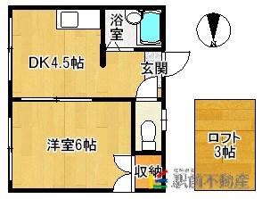 ラ・フィール南佐賀(1DK/2階)の間取り写真