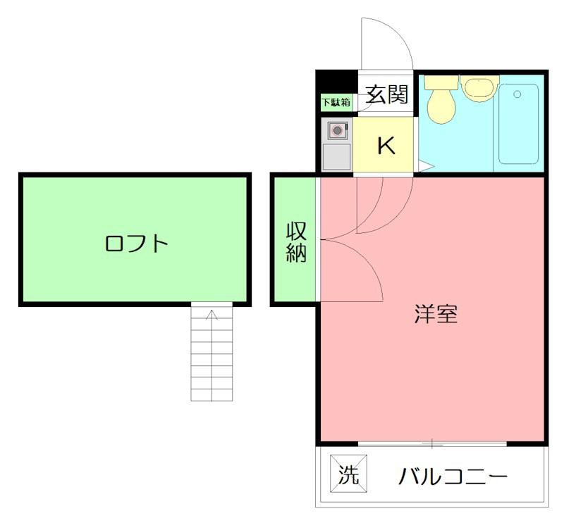 ヒルズ東海岸(1K/2階)の間取り写真