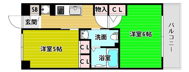 エステムプラザ大阪城パークフロント(2K/4階)の間取り写真