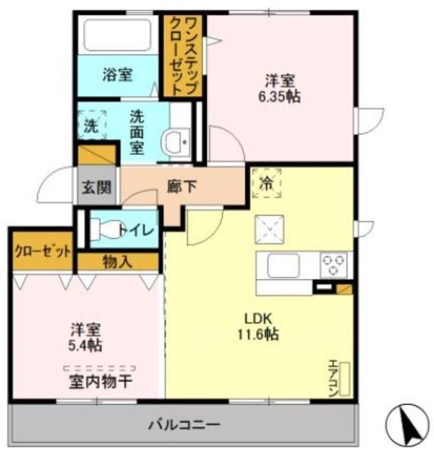 レセンテ小仲台(2LDK/1階)の間取り写真