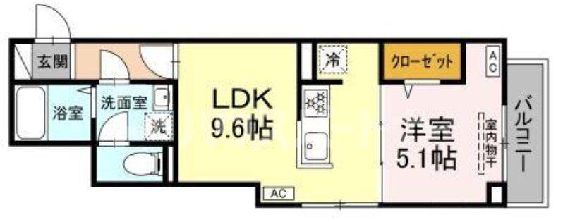 グラナーデ扇I C(1LDK/3階)の間取り写真