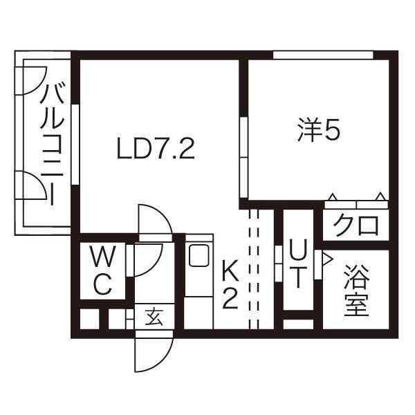 エクセレント壱番館(1LDK/2階)の間取り写真