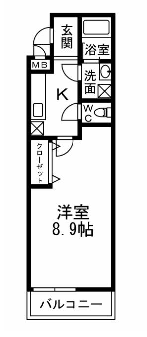 フジパレス楠町(1K/2階)の間取り写真