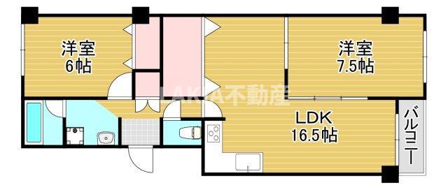 緑橋コーポ2号棟(2LDK/5階)の間取り写真