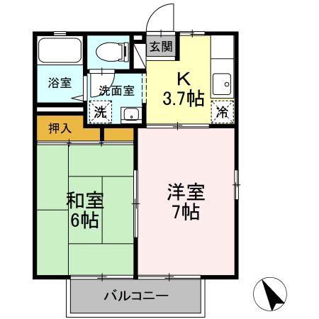 テールフォームB(2K/2階)の間取り写真