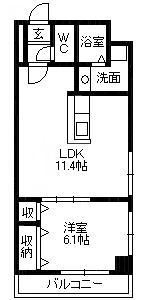 スイートエリア平之町(1LDK/6階)の間取り写真