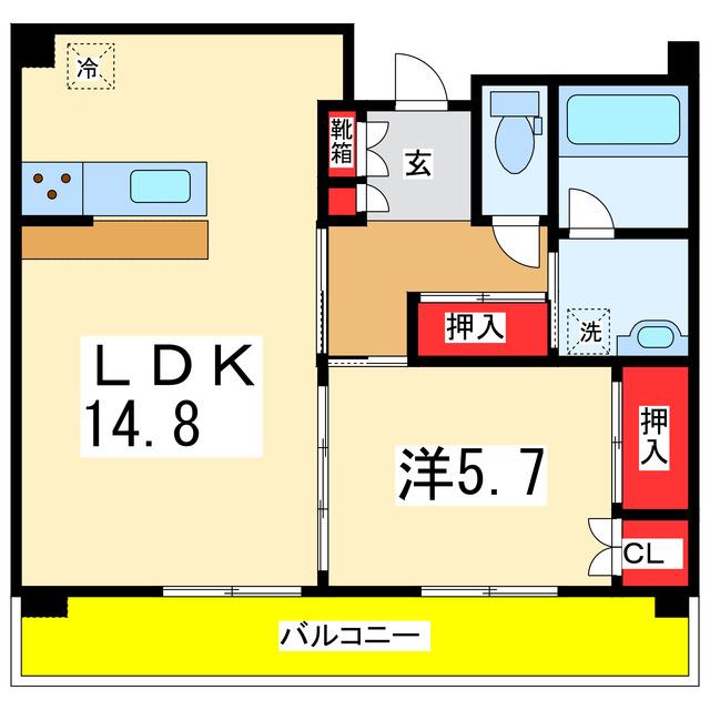 富士マンション(1LDK/11階)の間取り写真