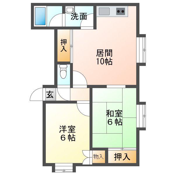 クリスタルハーモニー5(2LDK/2階)の間取り写真