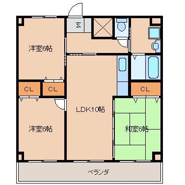 ソレーユ諏訪野(3LDK/2階)の間取り写真