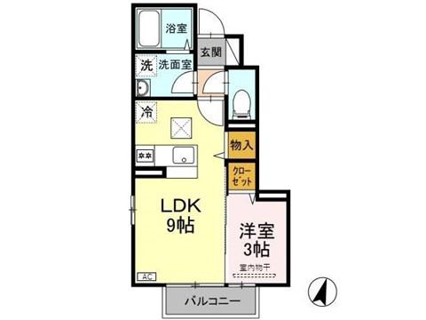 CASAフィオーレ(1LDK/1階)の間取り写真