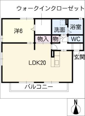 エストピアD棟(1LDK/1階)の間取り写真