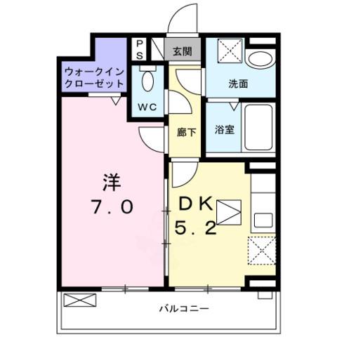 プリムローズ(1DK/1階)の間取り写真