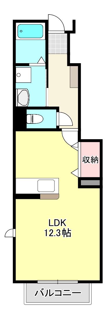エレガンシアH(ワンルーム/1階)の間取り写真
