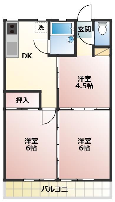 梅園荘(3DK/1階)の間取り写真