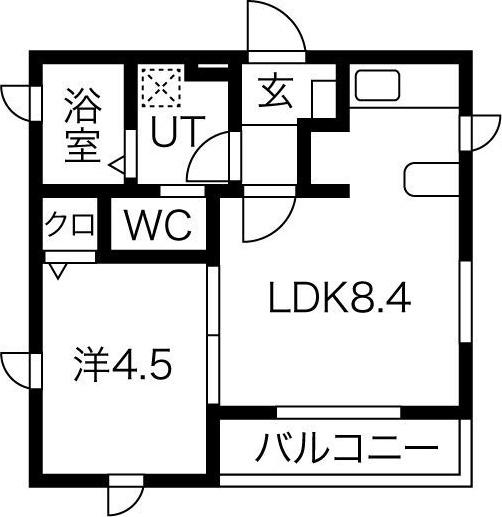 CALDO道徳公園 A(1LDK/1階)の間取り写真