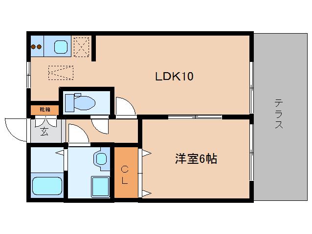 ロイヤルヴィレッジB棟(1LDK/1階)の間取り写真