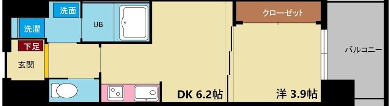 ライブガーデン江坂IV(1DK/9階)の間取り写真