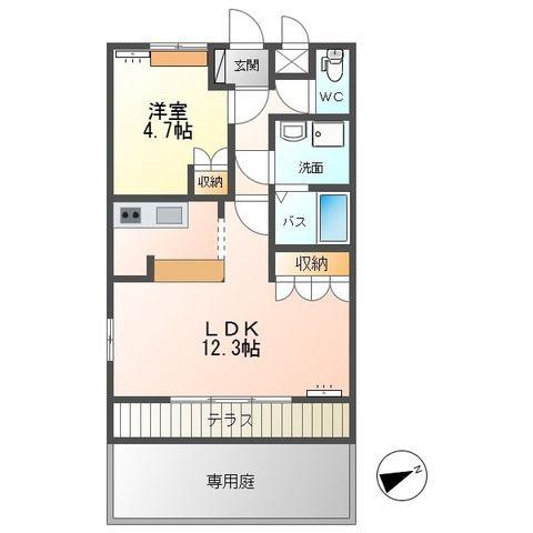 LA・MER(1LDK/1階)の間取り写真