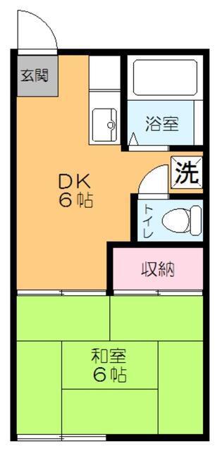サンライズアパートメントD棟(1DK/1階)の間取り写真