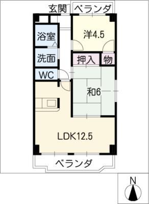 ファミリア岩倉(2LDK/1階)の間取り写真