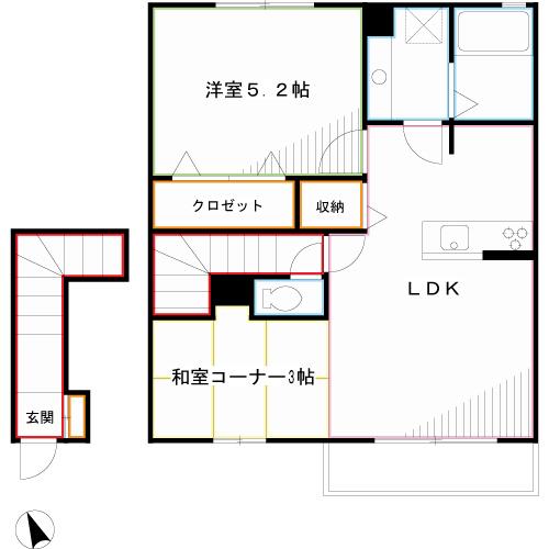 JR中央線 東小金井駅 徒歩14分 2階建 築11年(1LDK/2階)の間取り写真