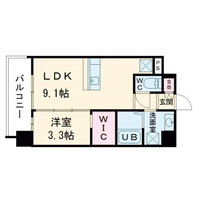 S-RESIDENCE難波西ALTER(1LDK/11階)の間取り写真