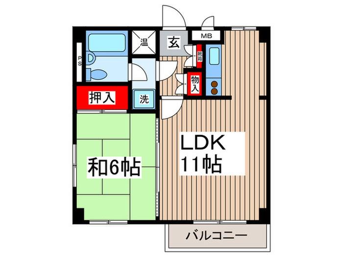つくば5号館(1LDK/4階)の間取り写真
