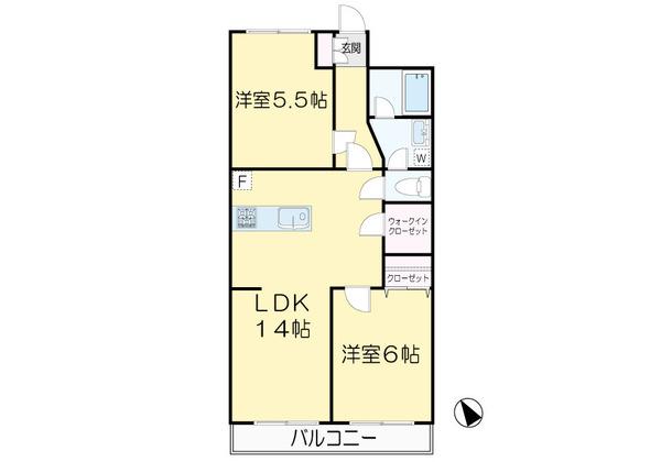 ケニーヒルズ玉川(2LDK/4階)の間取り写真