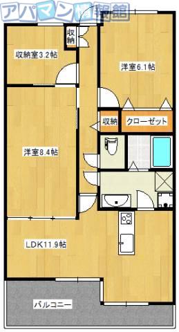 N-COURT(2SLDK/3階)の間取り写真