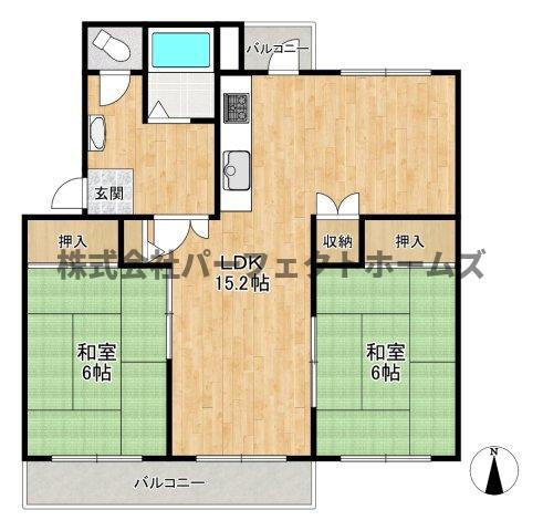 香里三井団地A76棟(2LDK/4階)の間取り写真