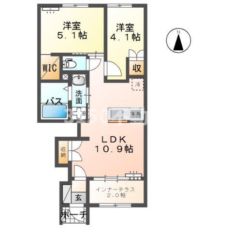 CENTRAL GARDEN II(2LDK/1階)の間取り写真