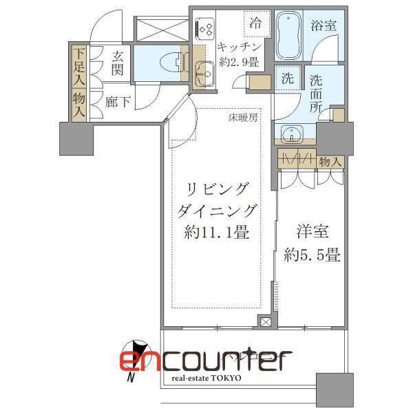 BRILLIA 大井町 LA VIE EN TOWER(1LDK/18階)の間取り写真