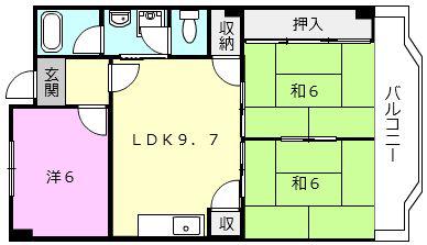メゾンサンガ(3LDK/3階)の間取り写真