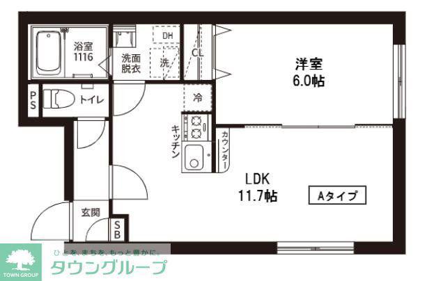 レピュア菊川駅前レジデンス(1LDK/1階)の間取り写真