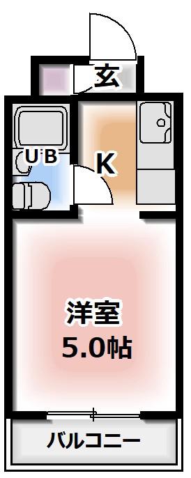 パークサイド末広(1K/3階)の間取り写真