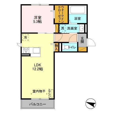 ヴェルデ大島田(1LDK/2階)の間取り写真