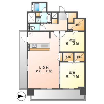 LAA KEA 徳川(2LDK/7階)の間取り写真