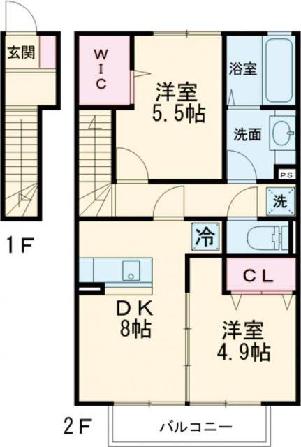 アルページュ(2DK/2階)の間取り写真
