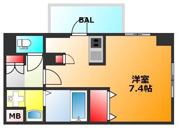 エスライズ難波(1K/4階)の間取り写真