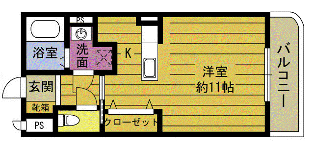 フローラ羽屋(ワンルーム/1階)の間取り写真