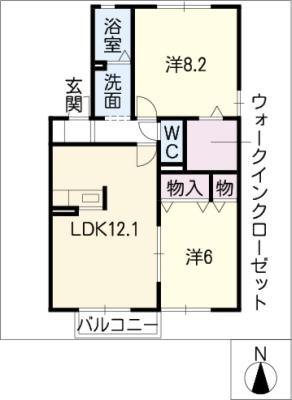 一彗館II(2LDK/1階)の間取り写真