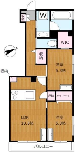 パルサー池辺(2LDK/2階)の間取り写真