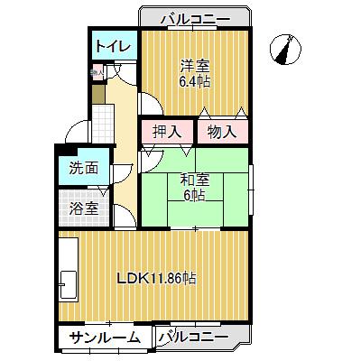 やかたマンション貳番館(2LDK/3階)の間取り写真