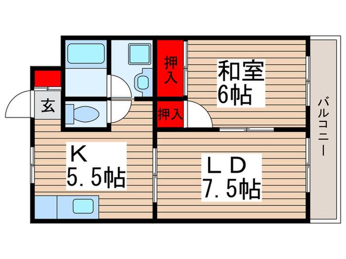 チェリーハイツ石川(1LDK/1階)の間取り写真
