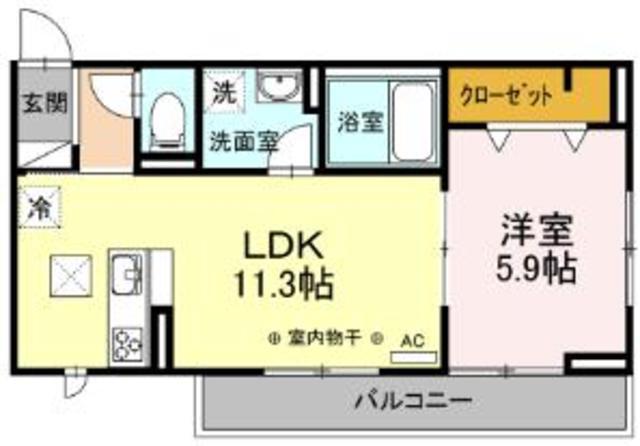 ルピナスB棟(1LDK/1階)の間取り写真