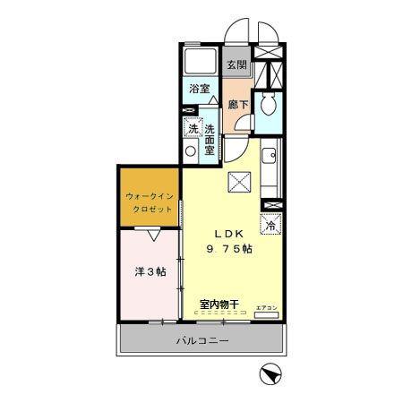 パーシモン(1LDK/1階)の間取り写真