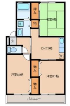 京阪本線 寝屋川市駅 徒歩25分 2階建 築29年(3DK/1階)の間取り写真