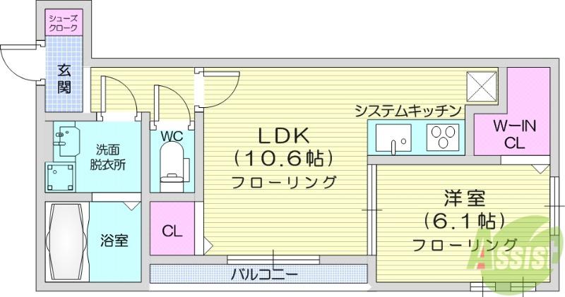 DーROOM すいせん通(1LDK/3階)の間取り写真