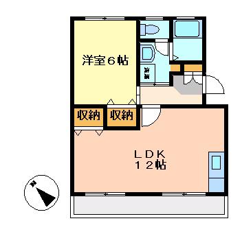 町田コープタウン4号棟(1LDK/2階)の間取り写真
